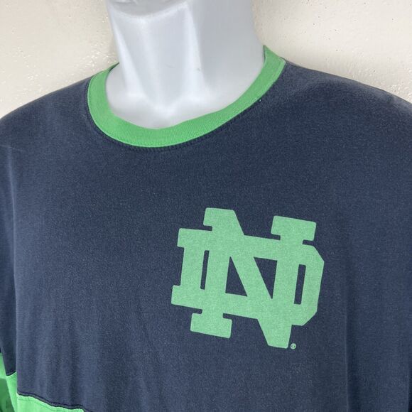 Notre Dame Long Sleeve Shirt Men Medium Green Blue Colorblock Original League - Picture 5 of 14